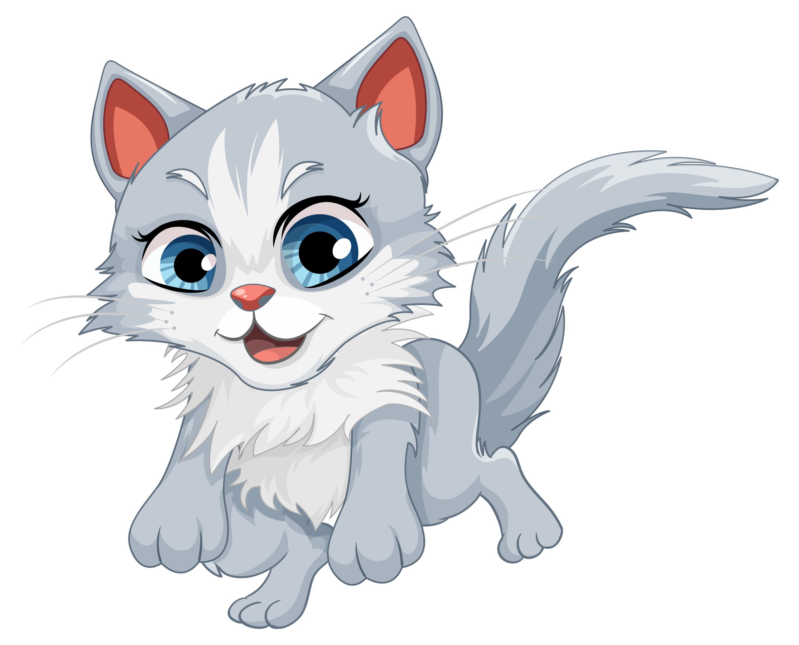 Cute Cat in Jumping Pose Vector illustration